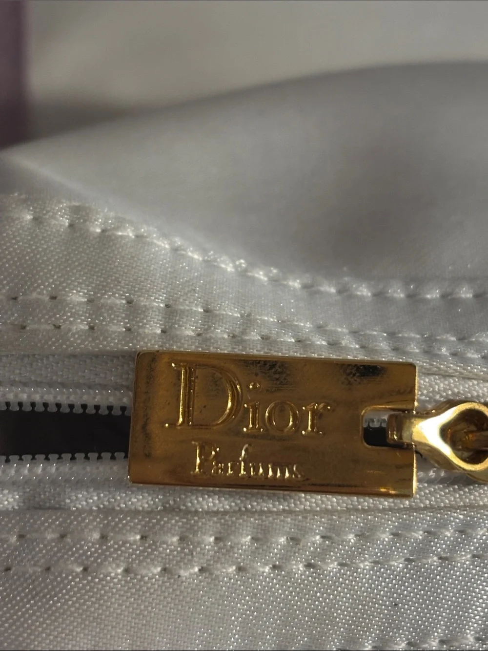 Christian Dior vintage Parfums silky cosmetics bag with pink and purple accents